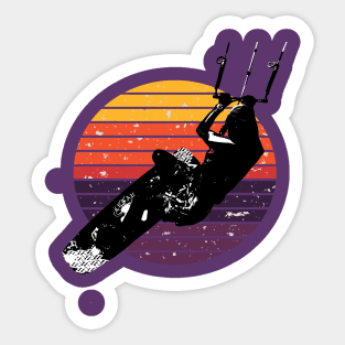 Kitesurf Action Artistic Kitesurfer Vintage Sunset Retro Sunrise Sticker